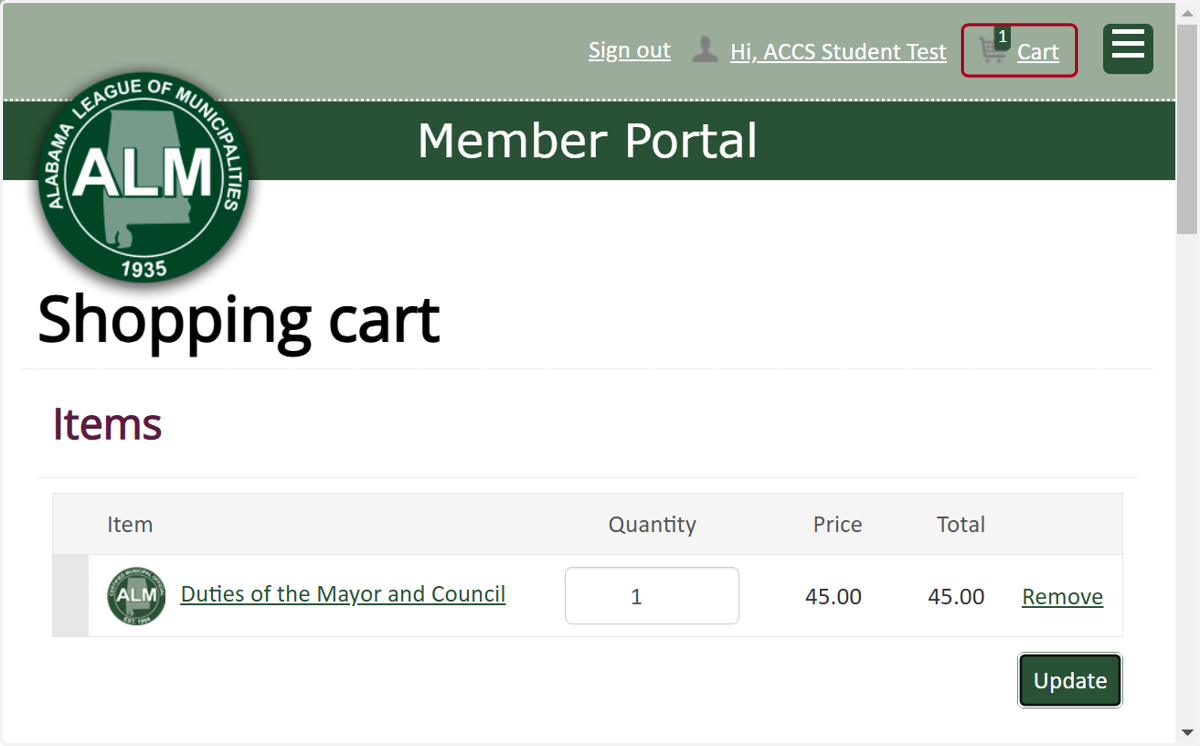 Click on Cart…