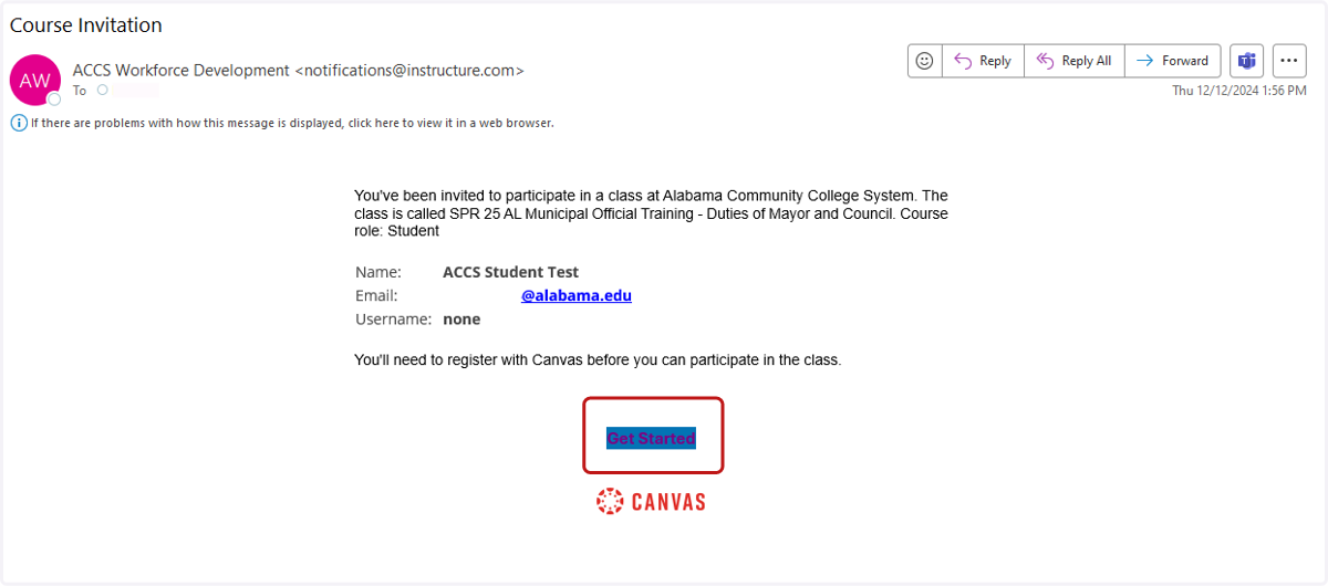ACCS Canvas Course Invitation