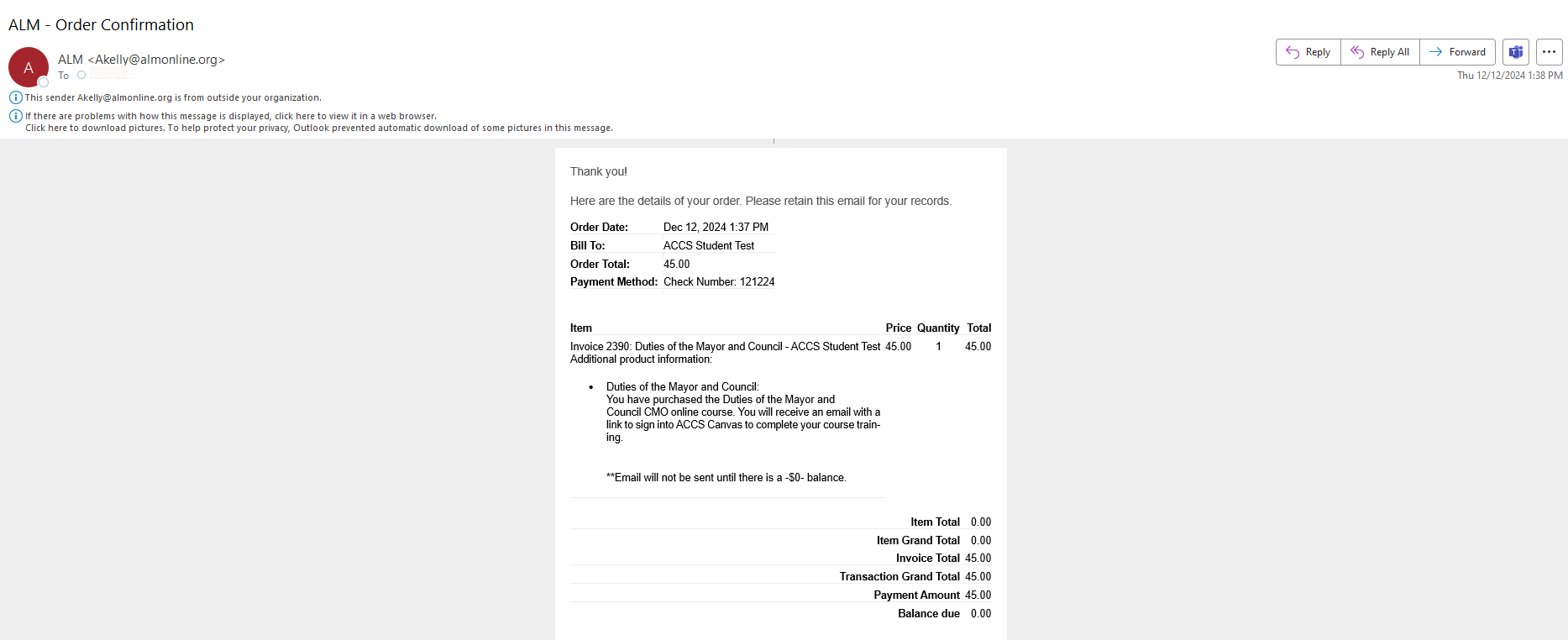 Payment Confirmation