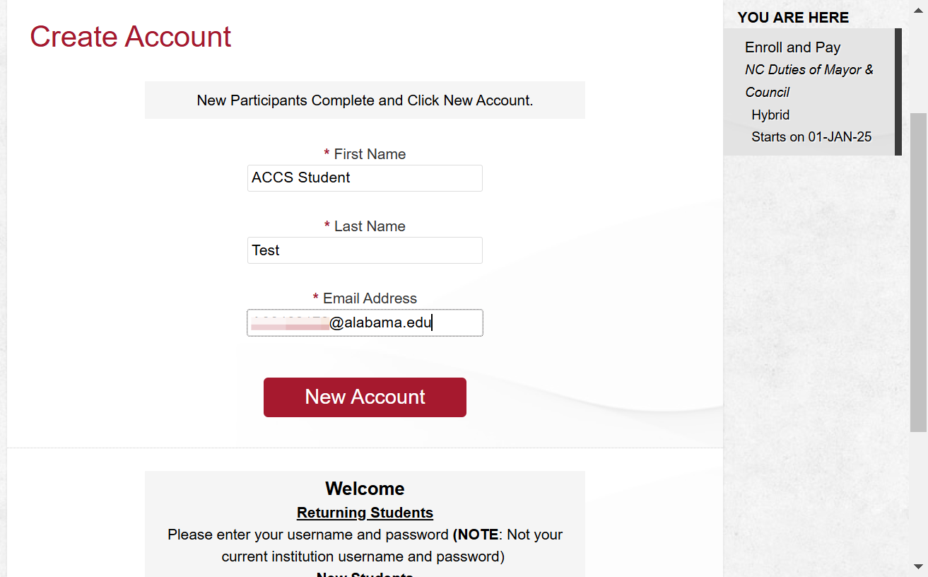 Click on New Account