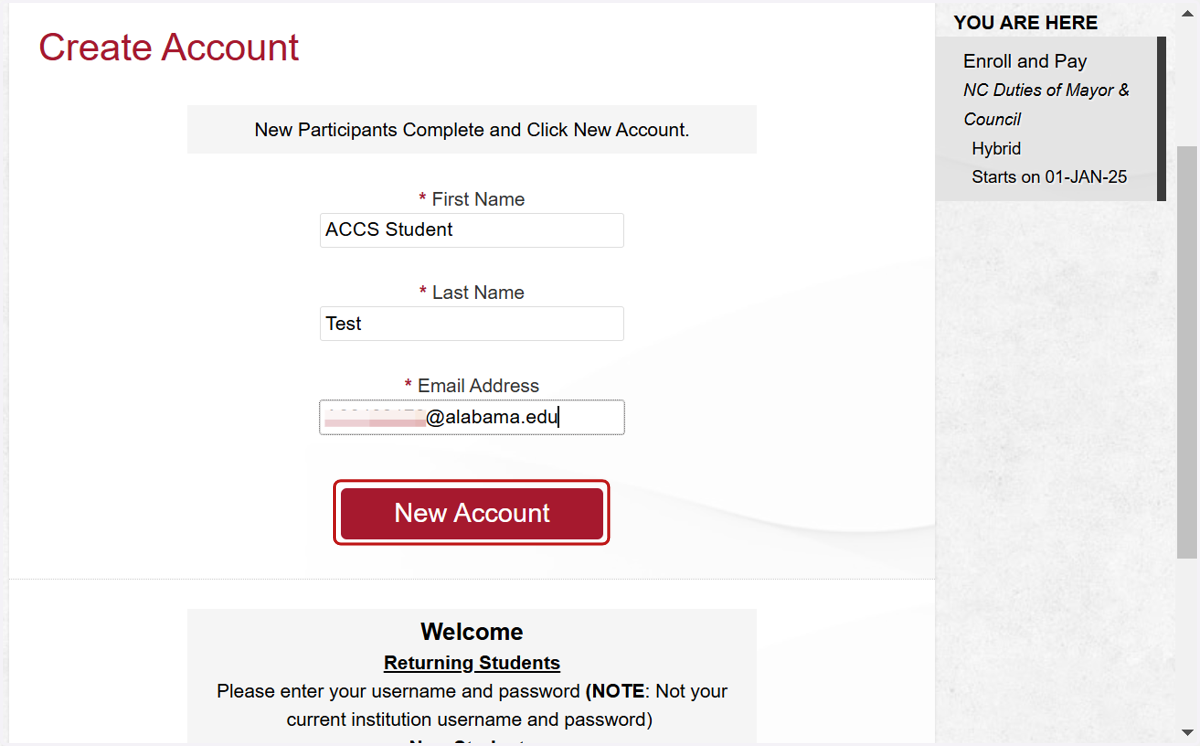 Click on New Account