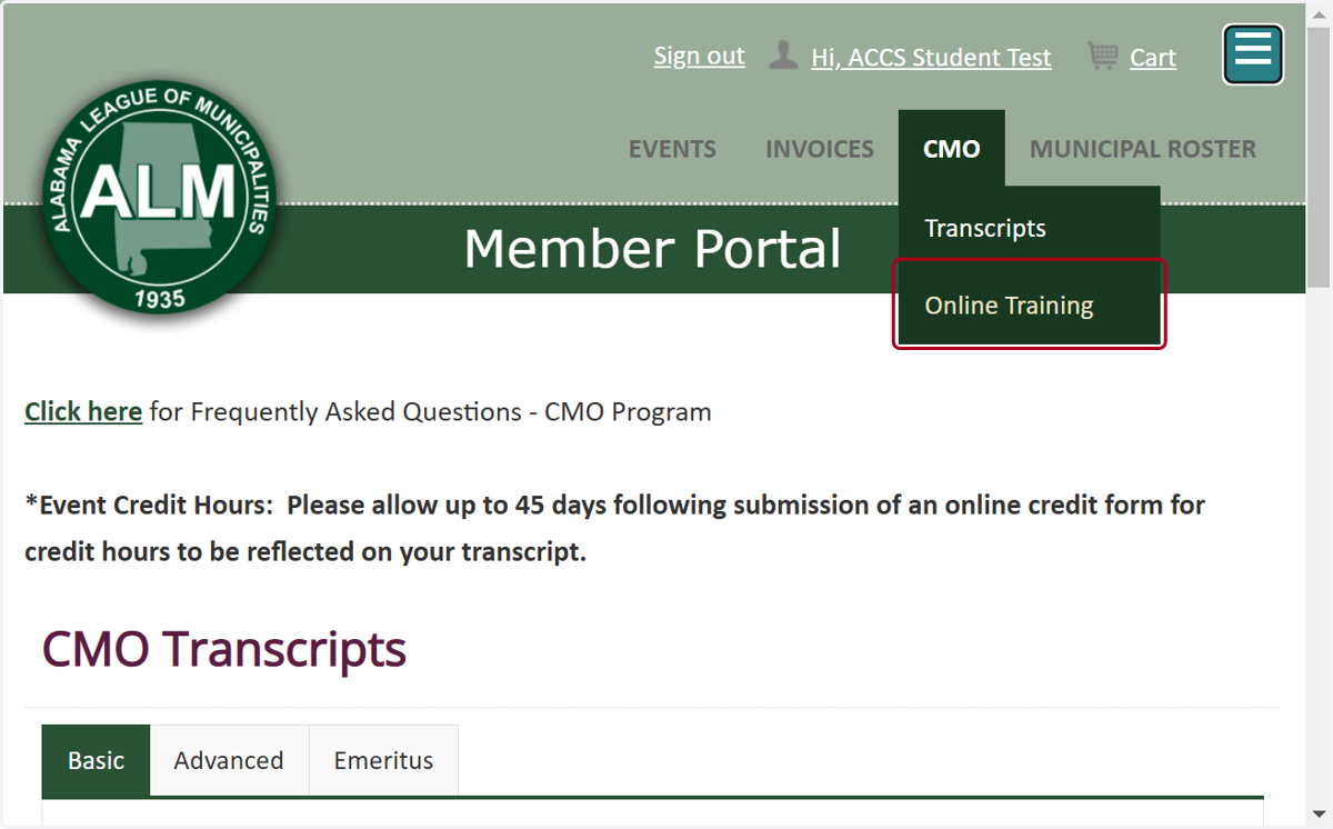 Click on Online Training