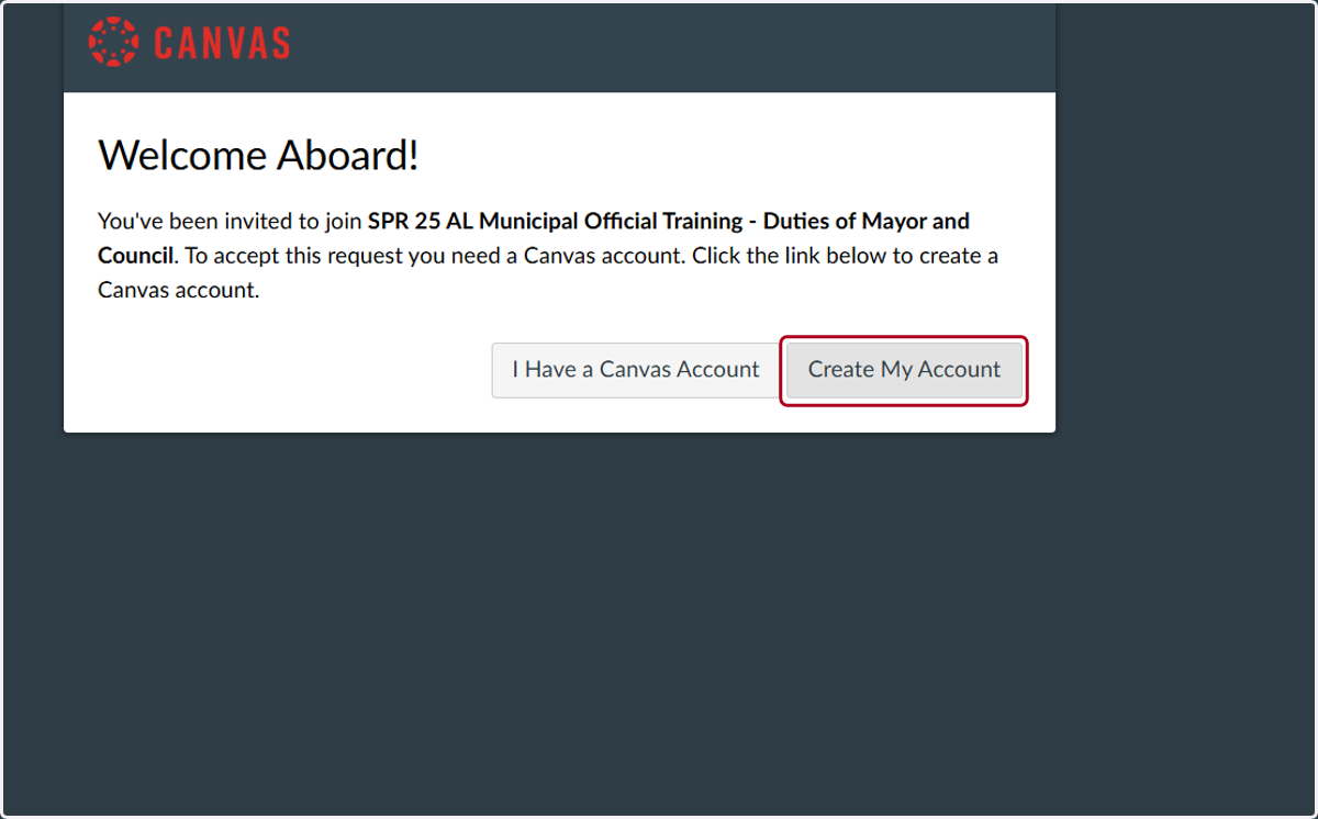 Click on Create My Account
