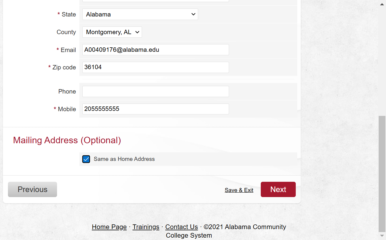 If home address is the same as mailing, check the box