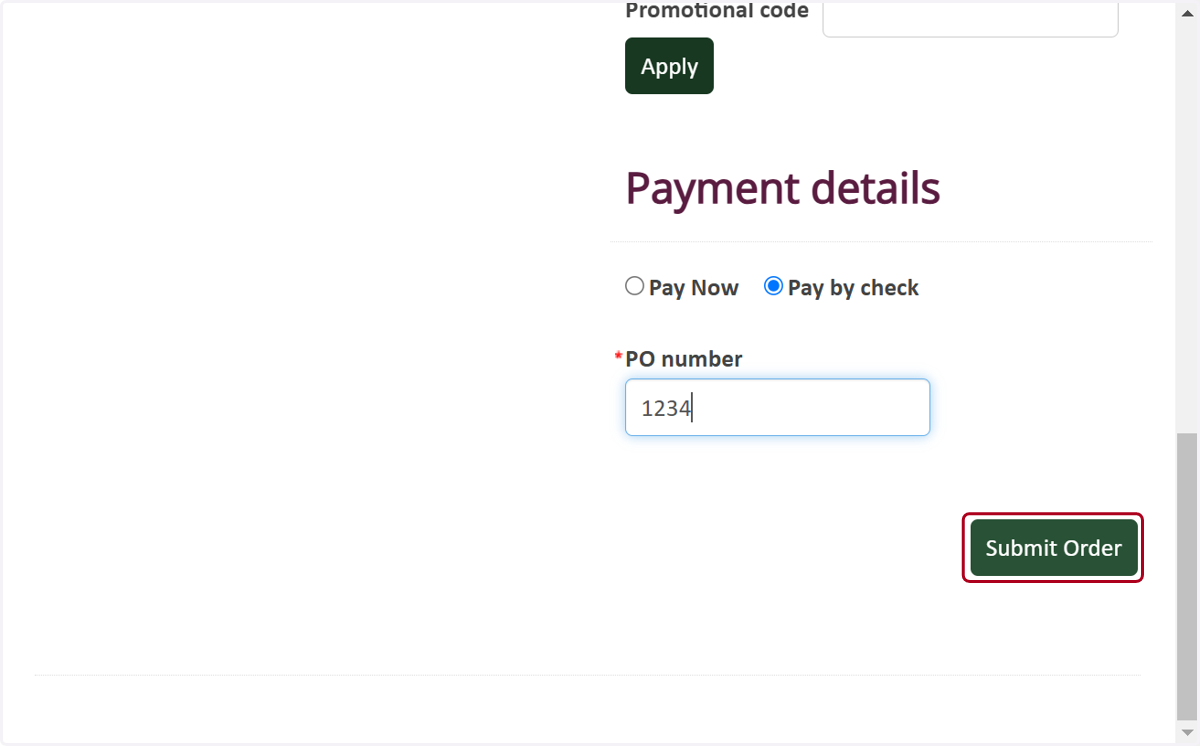 Click on Submit Order
