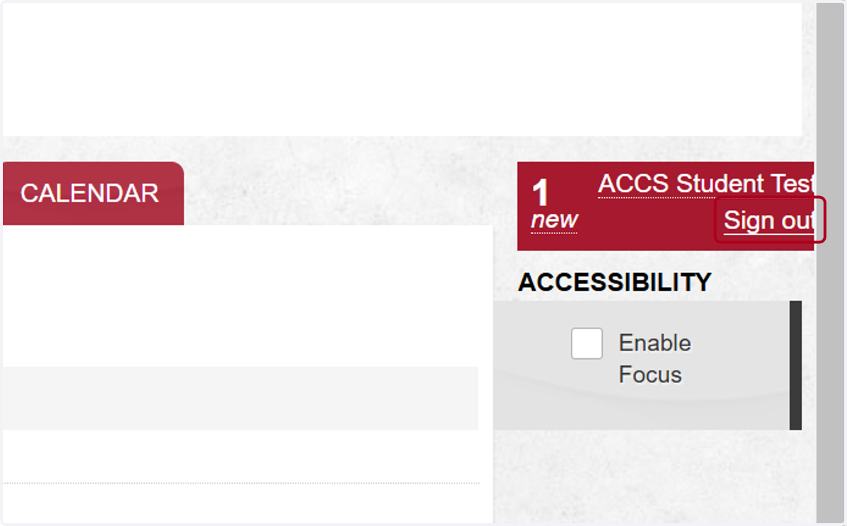 Click on Sign out in the top right of screen