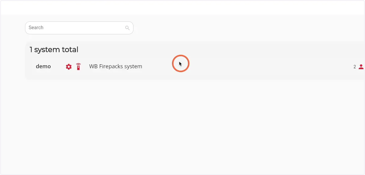 Click on the system where you would like to show and setup the pump in and outlet of a Firepack