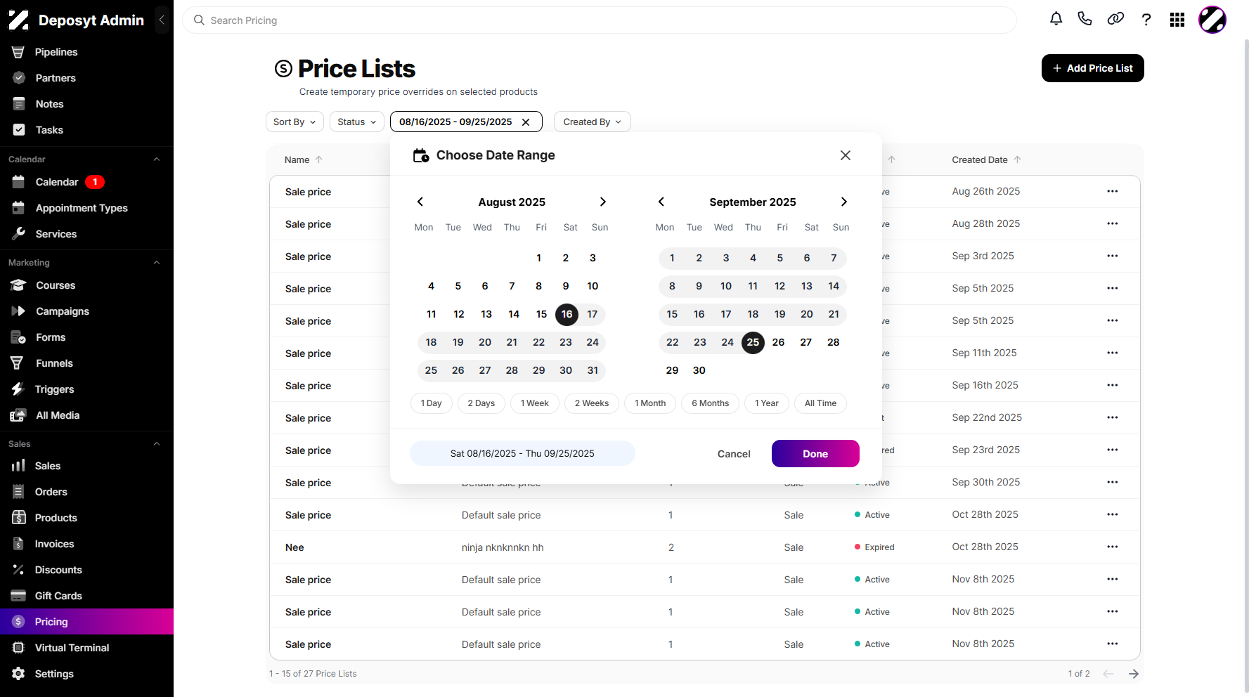 Step 5: Once you’ve chosen the date range, click Done to begin filtering.