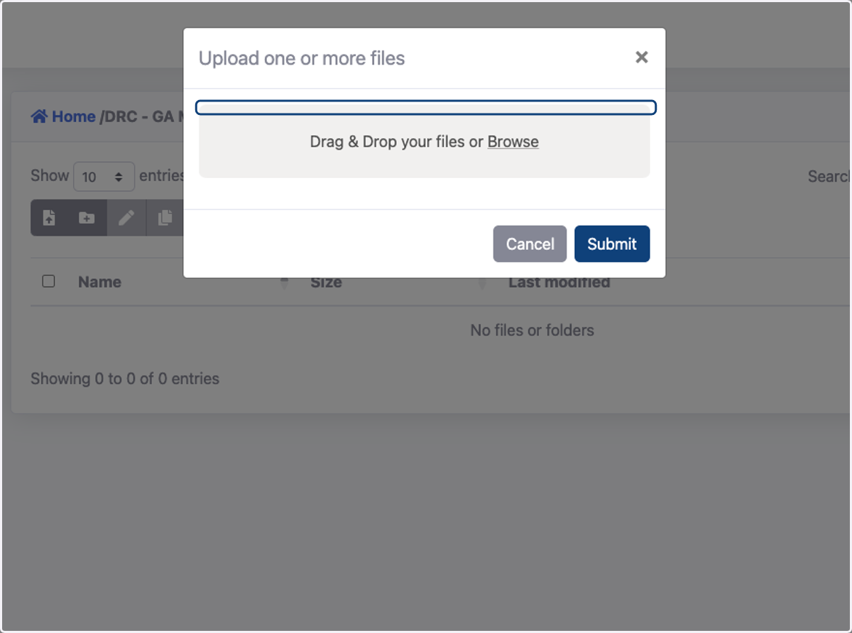 Select one or more files to upload from the file menu