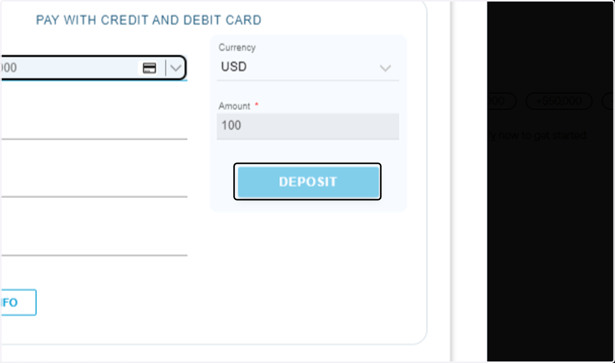Enter your card details and click on DEPOSIT.