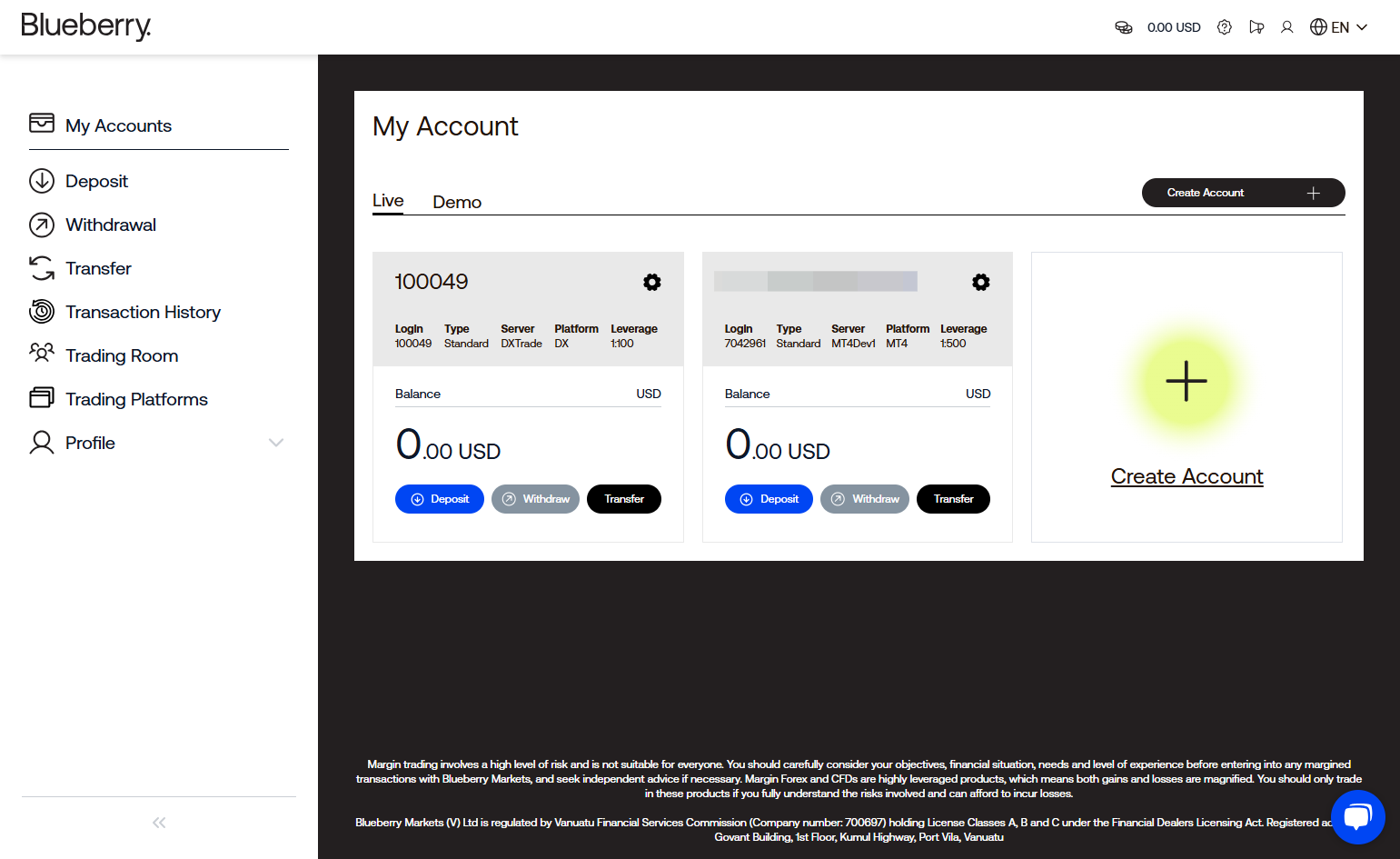 On your Client Portal, Click on Create Account