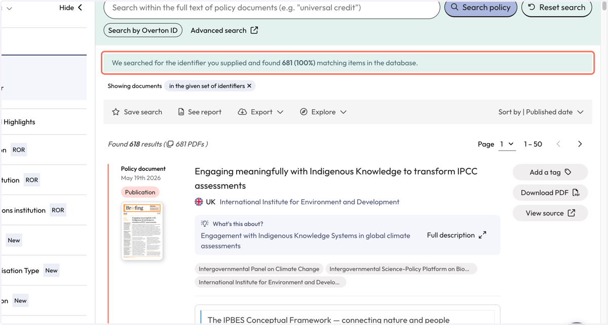Overton tells you how many policy documents cite your identifiers