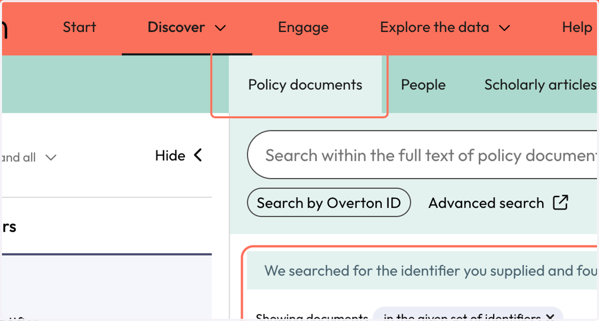 You will be taken to the 'Policy Documents' page to view the policy documents citing your identifiers