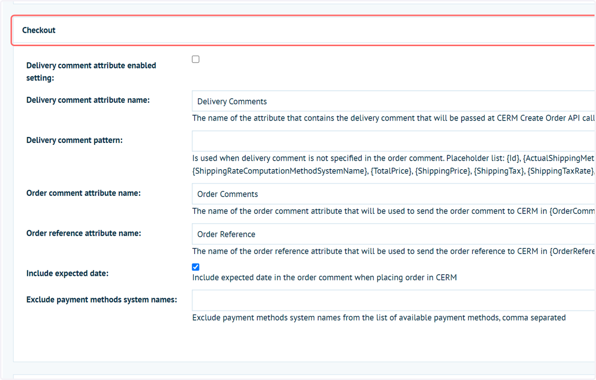 Complete the Checkout settings
