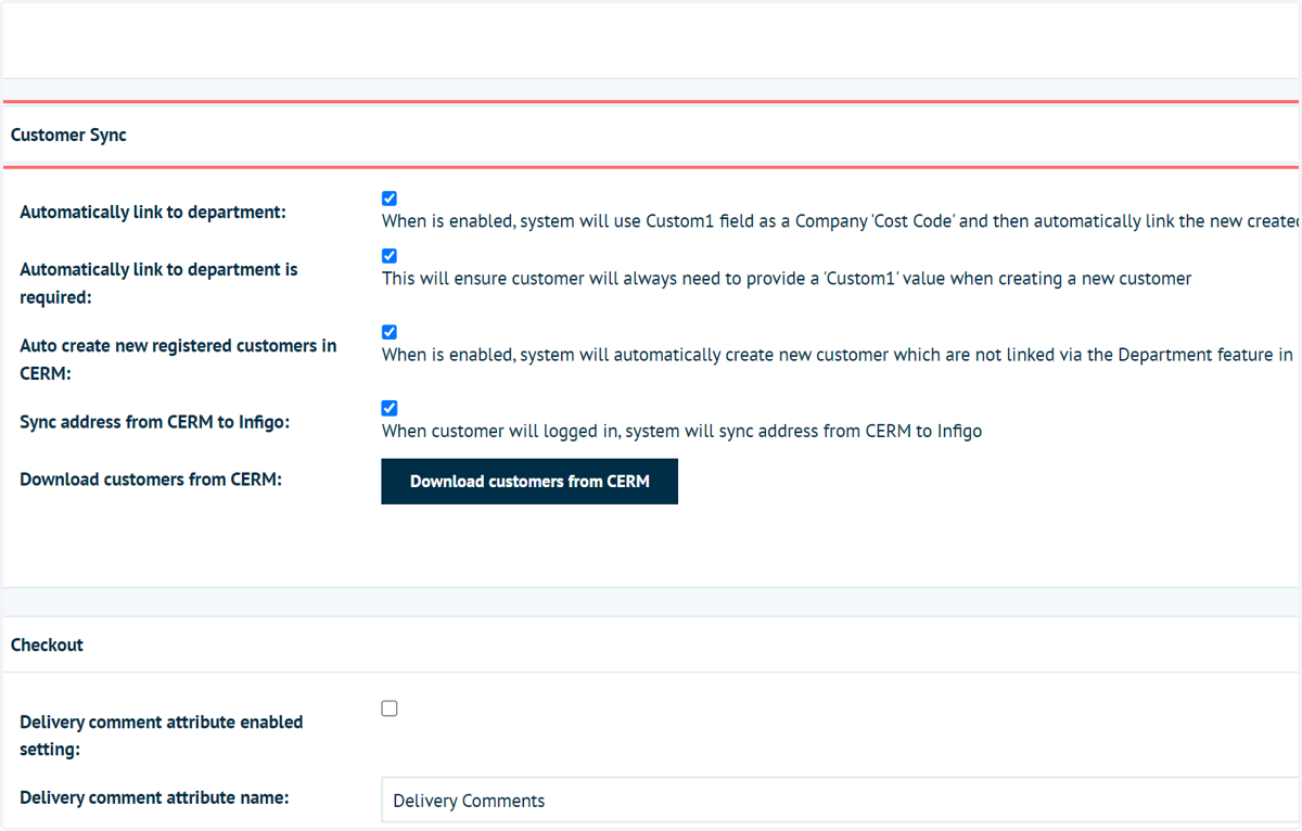 Complete the Customer Sync settings