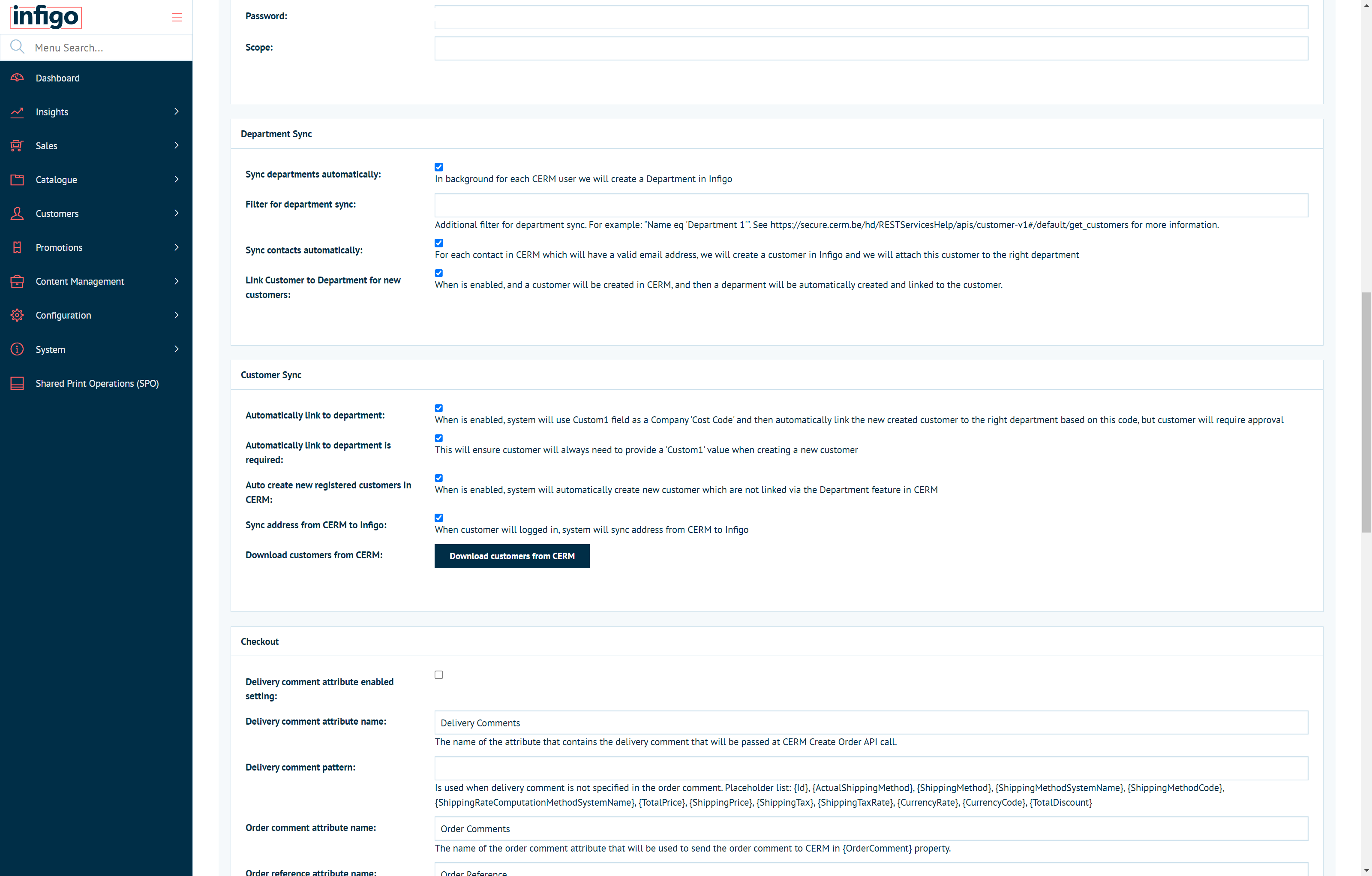 Complete the Department Sync settings
