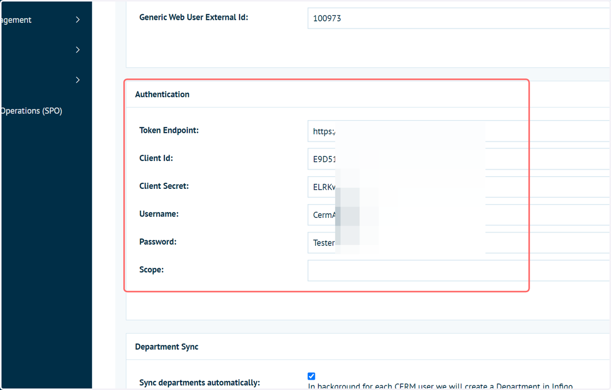 Enter your authentication details
