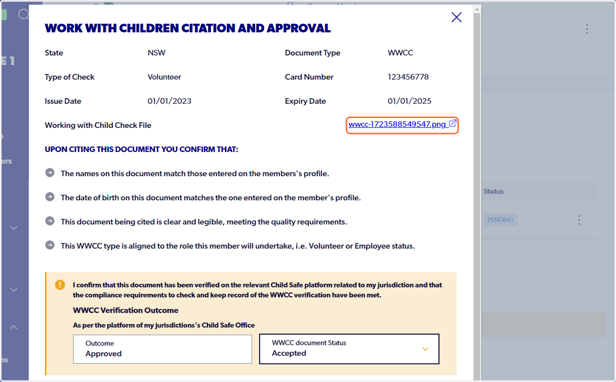 Cite the WWCC details