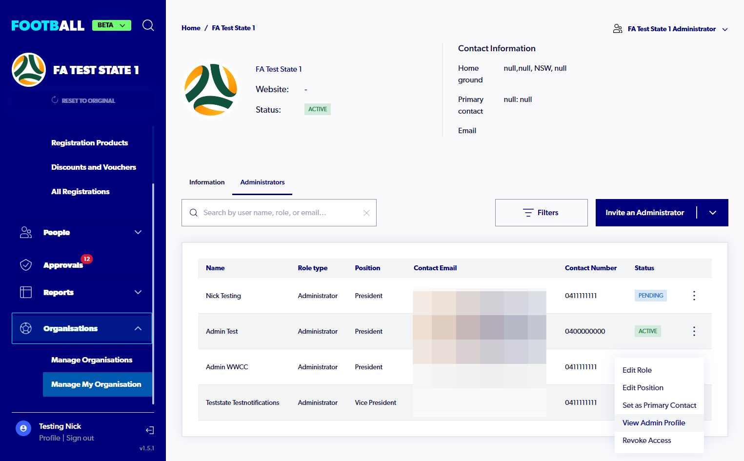 Click on View Admin Profile