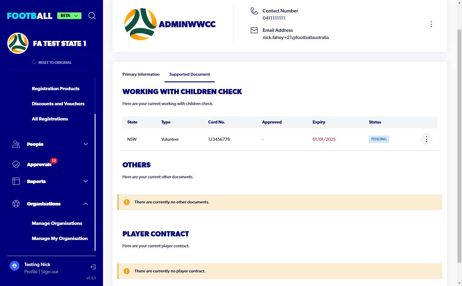 Click on 3 dots next to admins WWCC