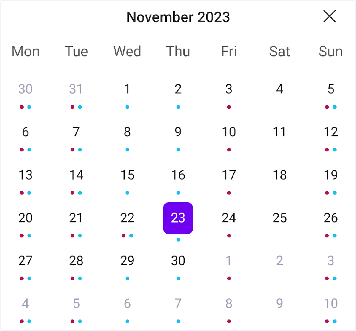 You can select a specific date in this calendar.