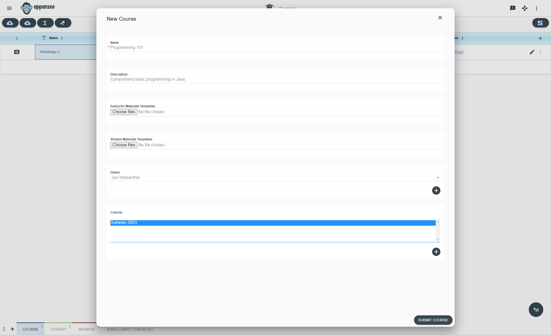 Select a cohort