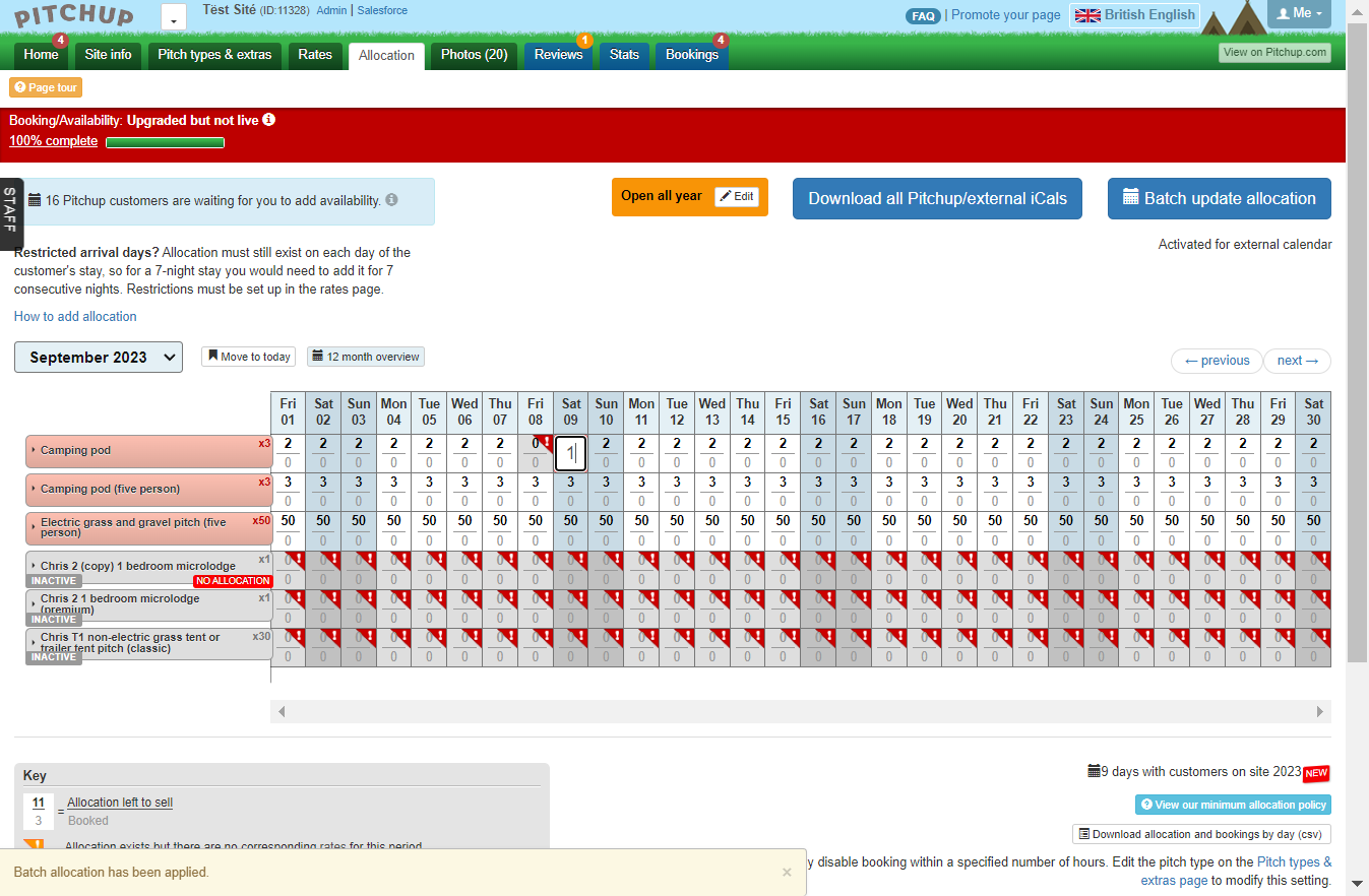 Alternatively, you can update individual days by typing directly into the grid on the Allocation tab