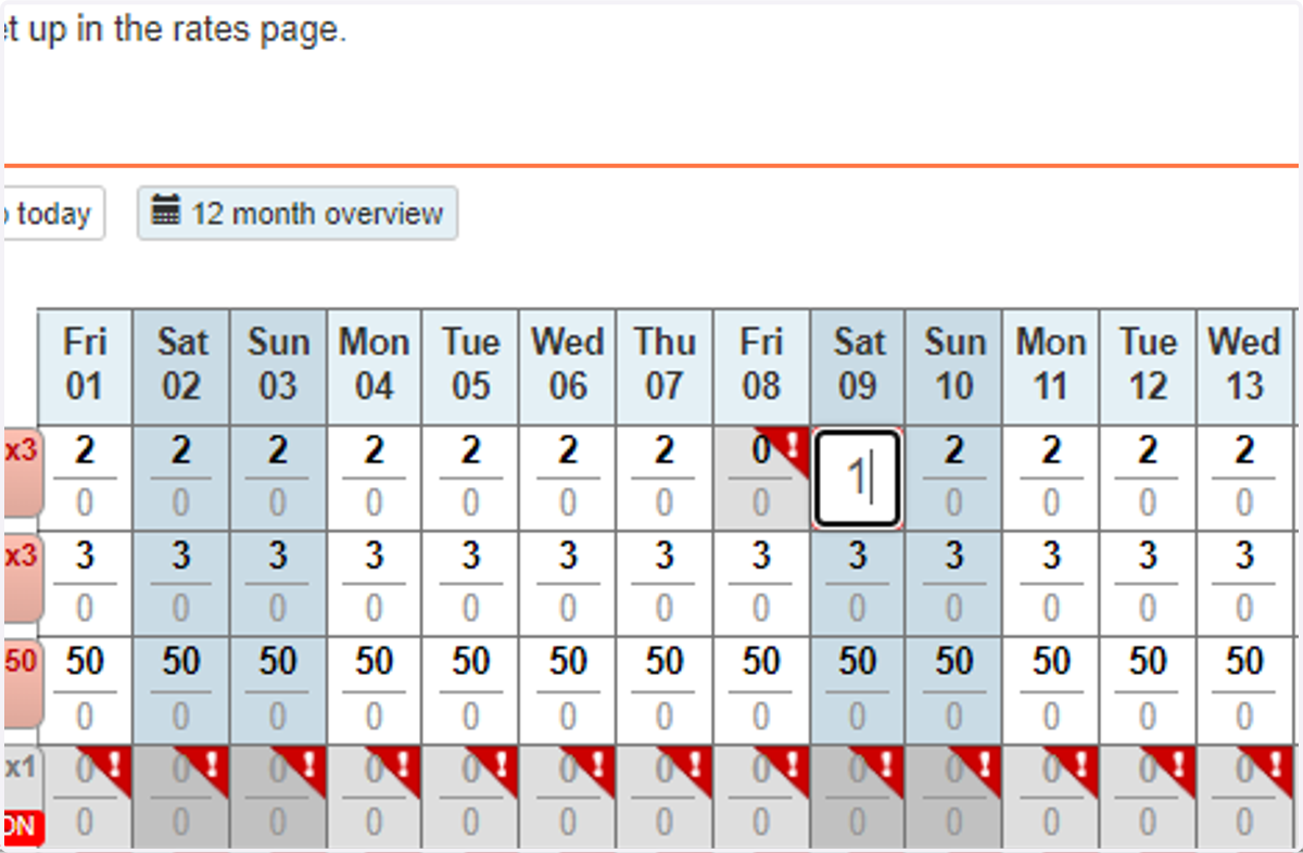 Alternatively, you can update individual days by typing directly into the grid on the Allocation tab