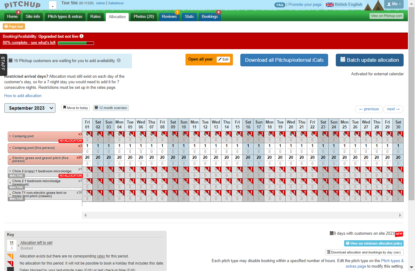 To update a range of dates, click 'Batch update allocation'