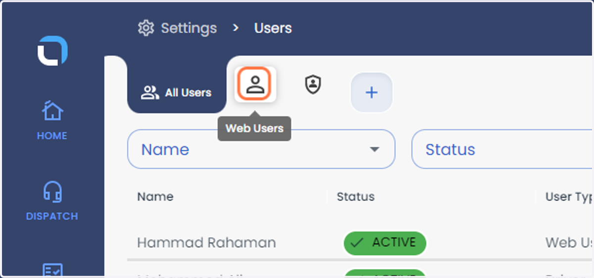 Click on Web Users section