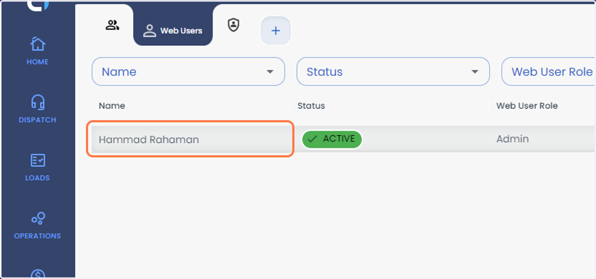 Select the user which you would like to add the payment terms