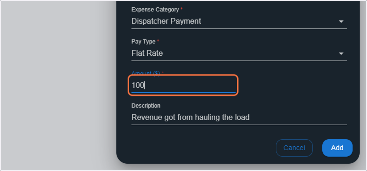 As of now we have selected as a Flat rate for the pay type, enter the amount as highlighted