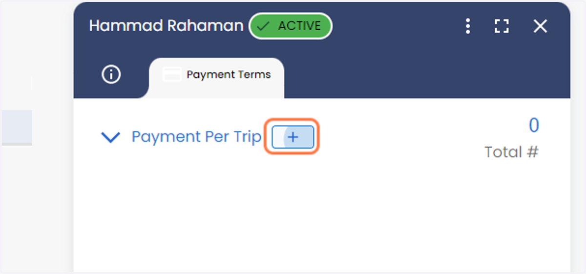 Click on Payment Per Trip Plus sign