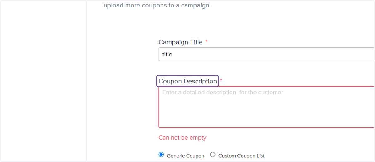 Click on Coupon Description