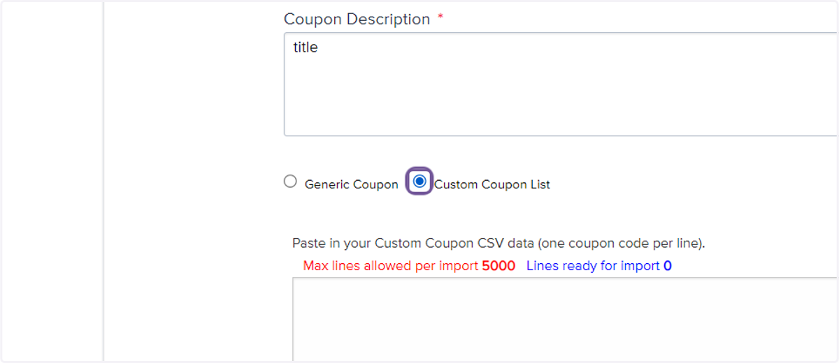 Select Custom Coupon List