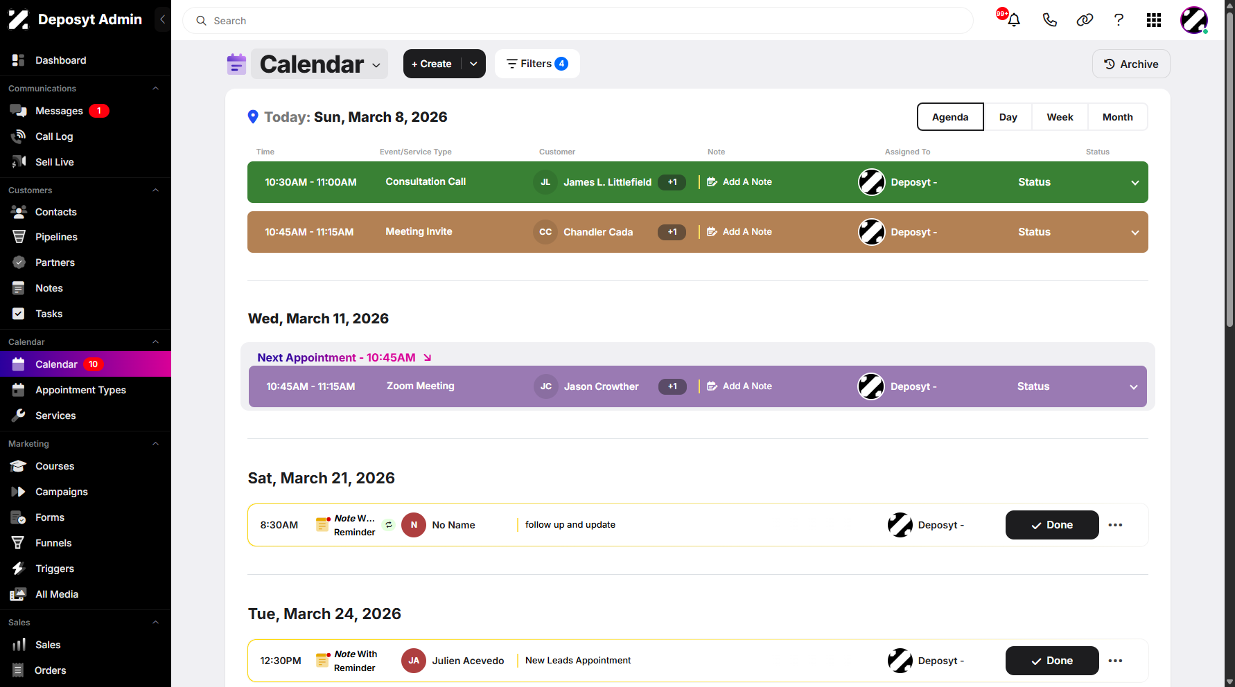 Step 3: Click on the Calendar dropdown menu above.