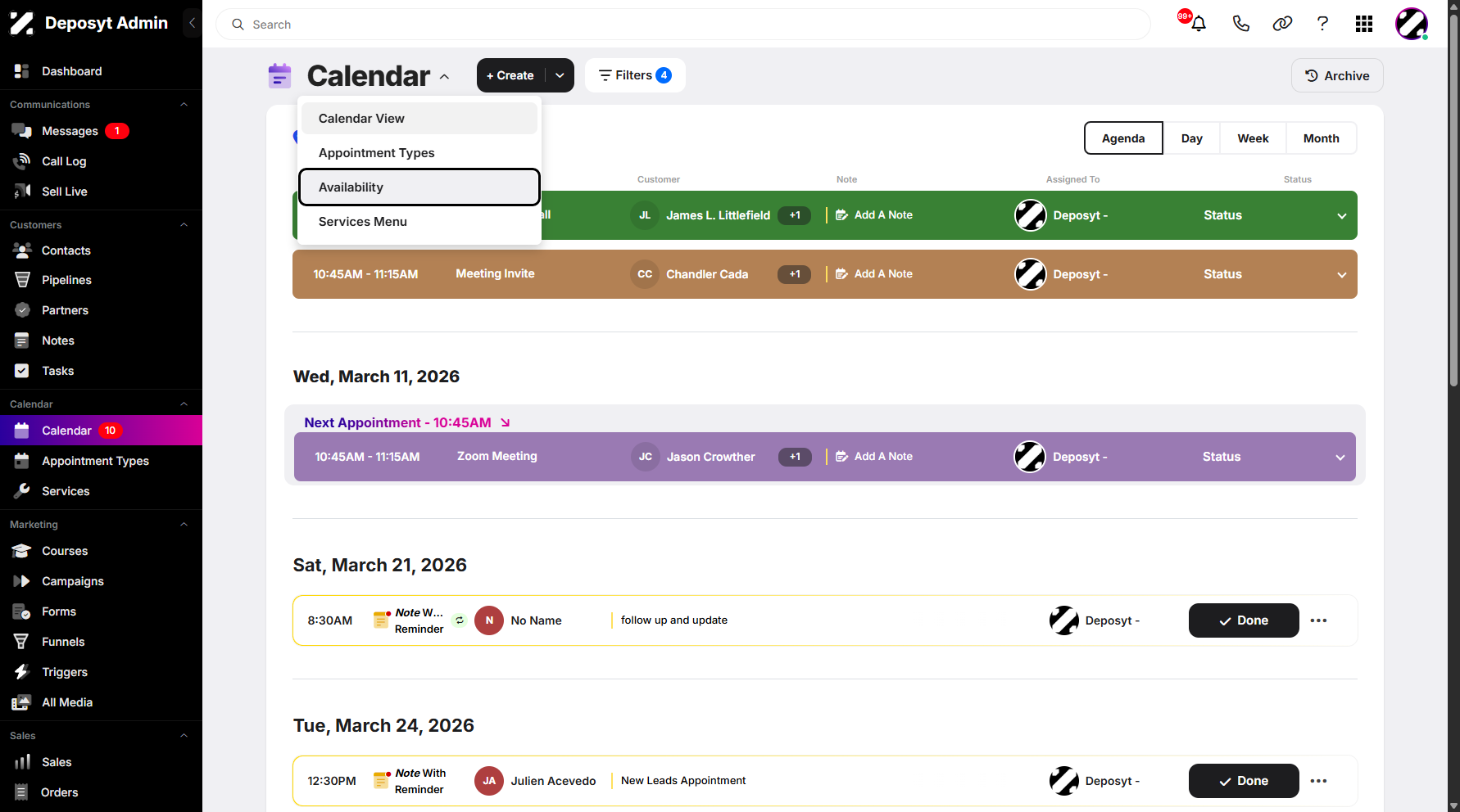 Step 5: Click on Availability to proceed.