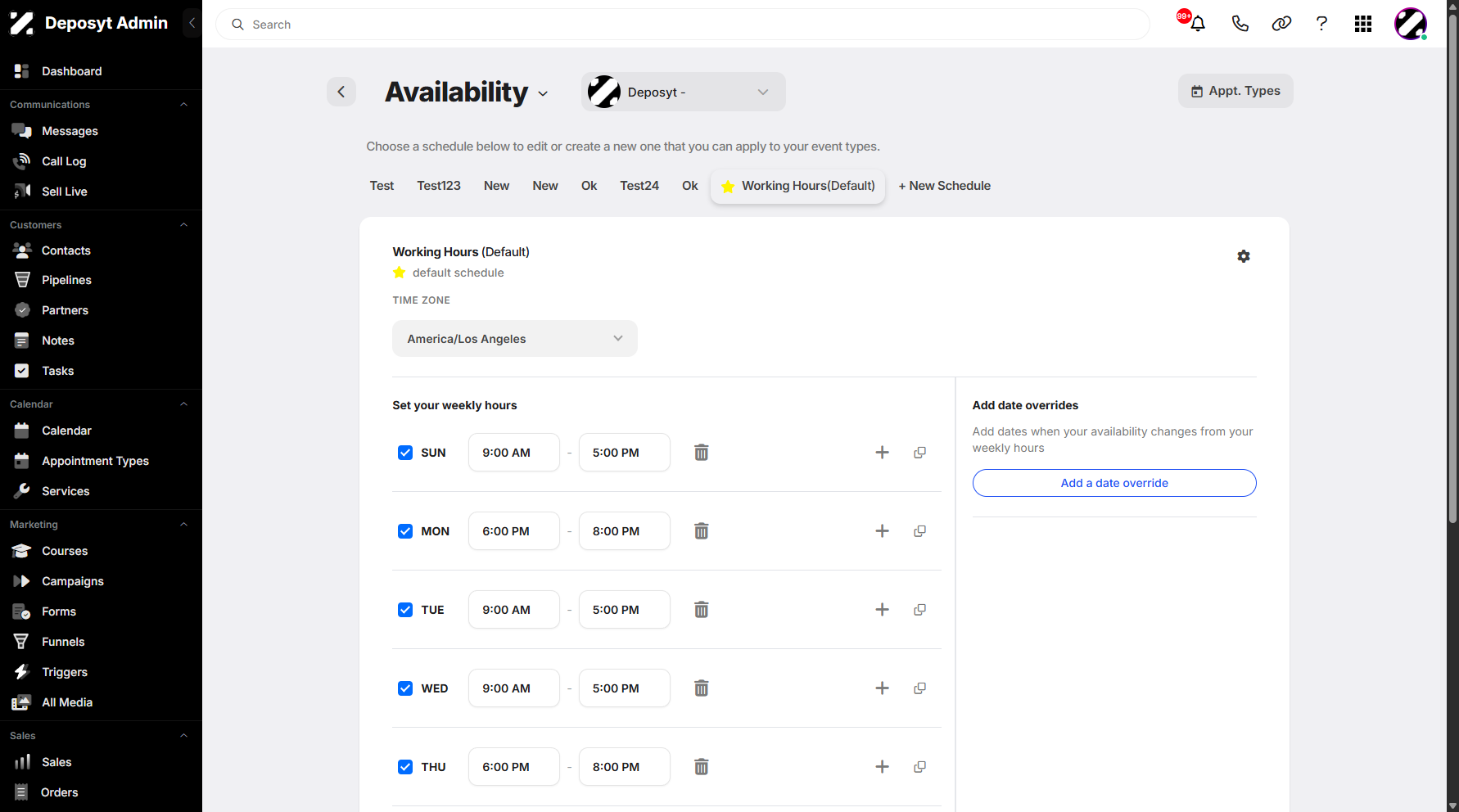 Step 6: You are now navigated to the Availability section. This feature helps users quickly navigate from one section to another.