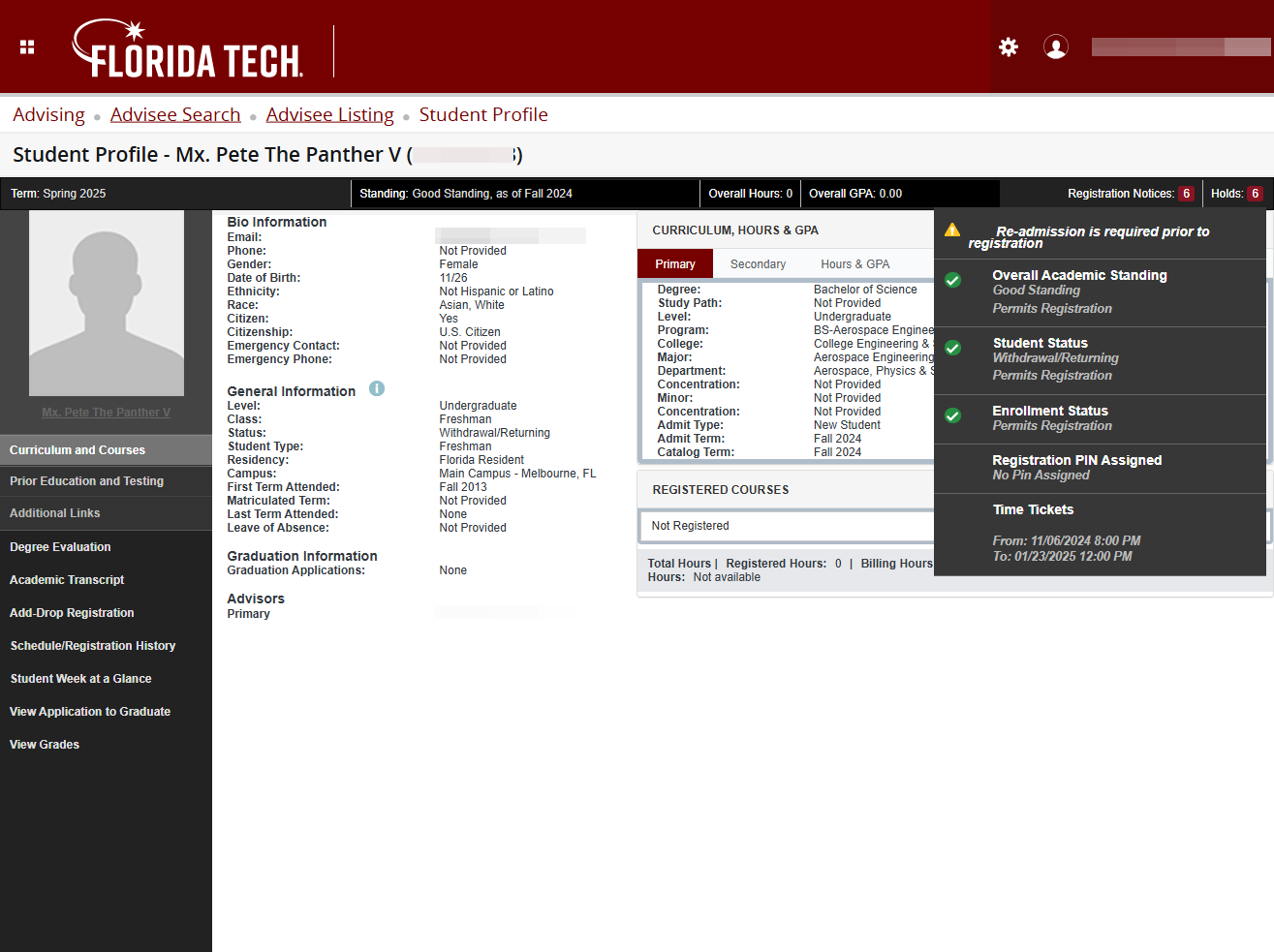 Click on Holds to view student's holds