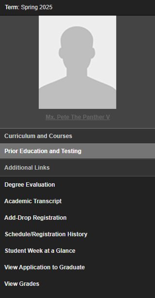 Select on any menu item to the left to view those items for that student.