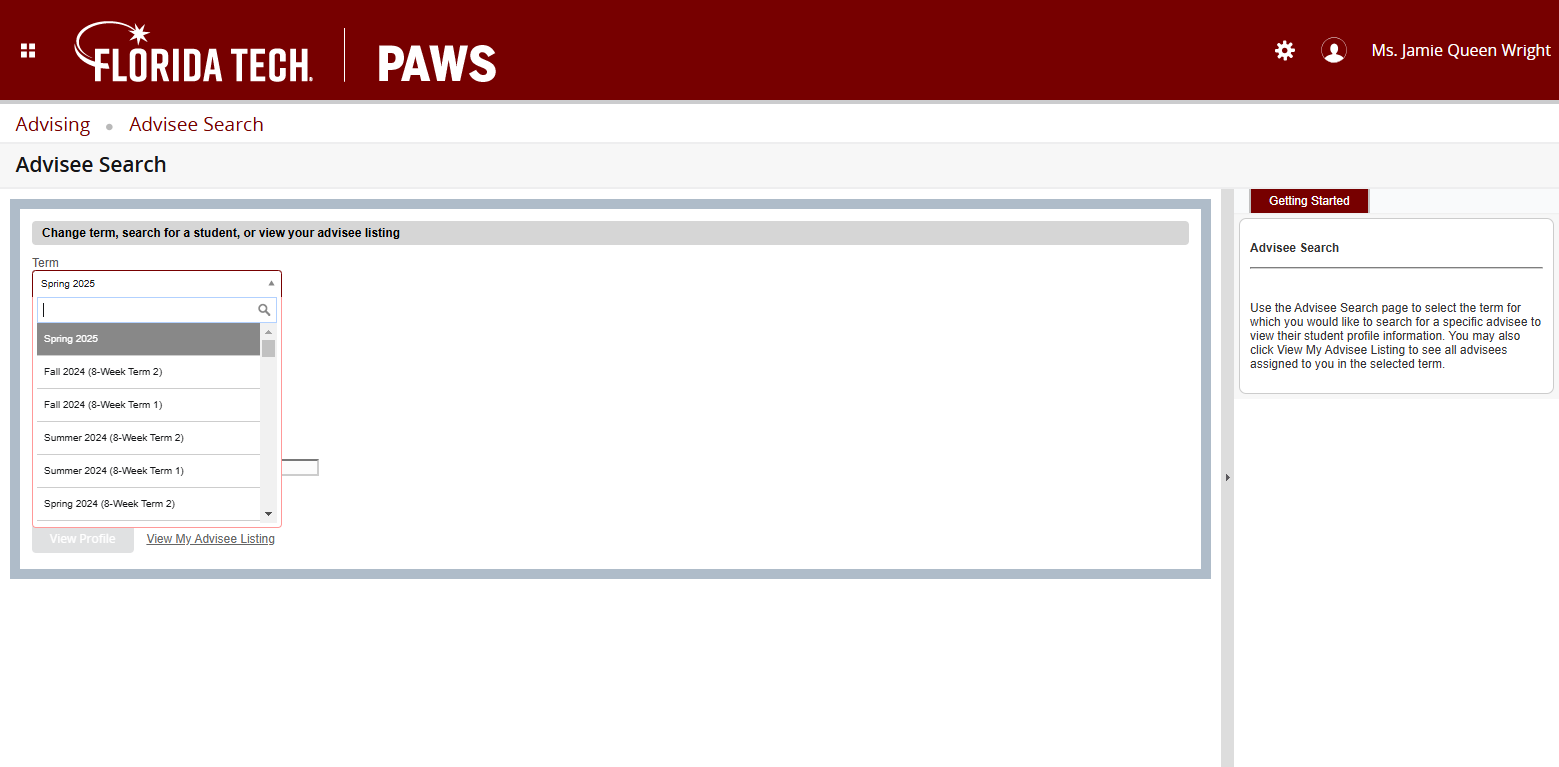 Click on registration term
