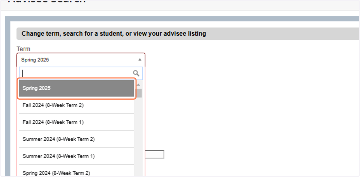 Click on registration term