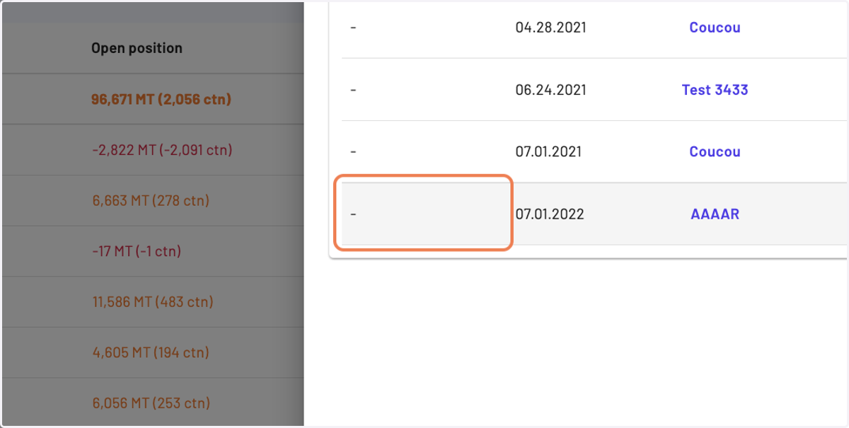 For each purchase or sale, you get the general information and the follow-up KPIs (the colored circles)