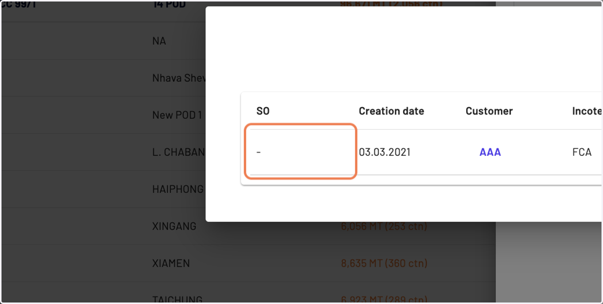 Here you can see the associated sale of a given purchase