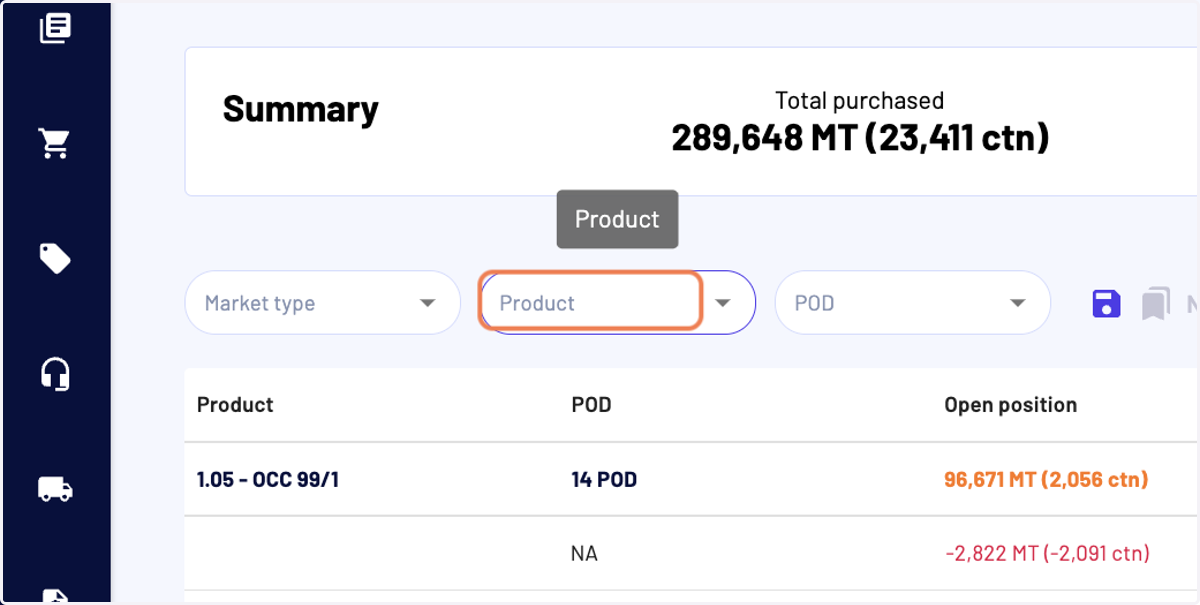 You can apply filters, such as Product