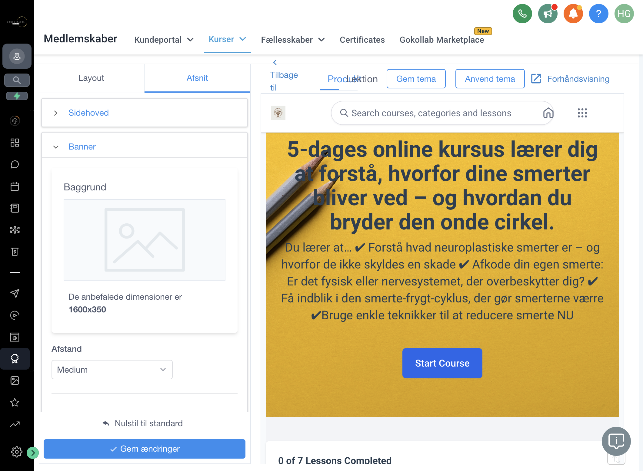 Klik på billedet under menuen Baggrund