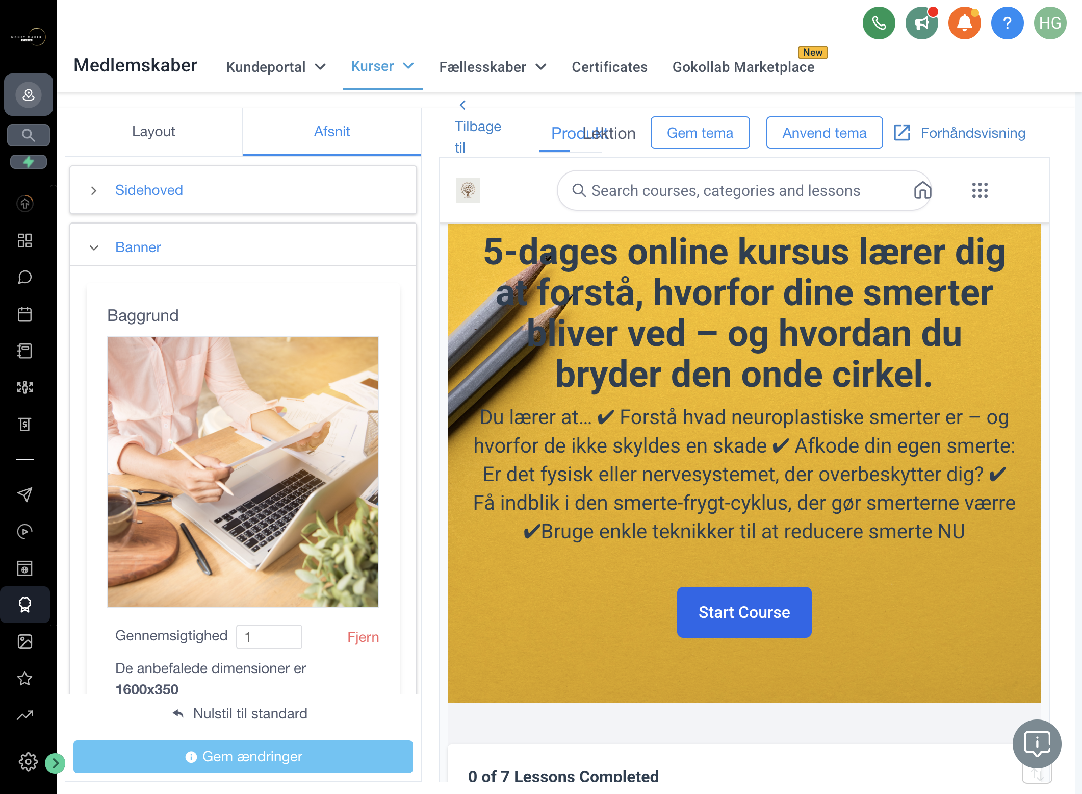 Klik på Gem ændringer