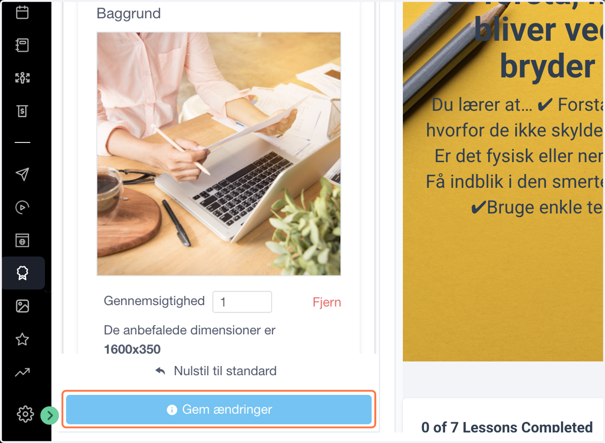 Klik på Gem ændringer