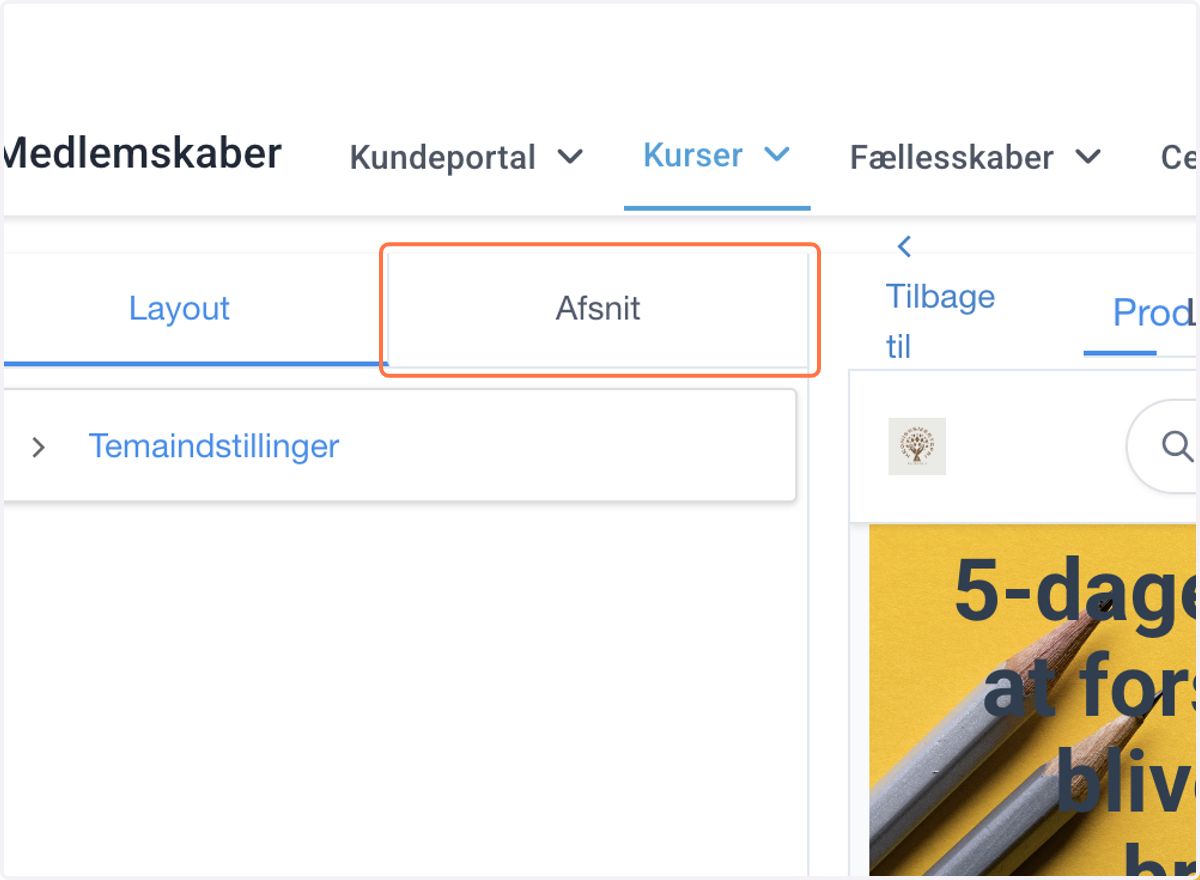Klik på Afsnit