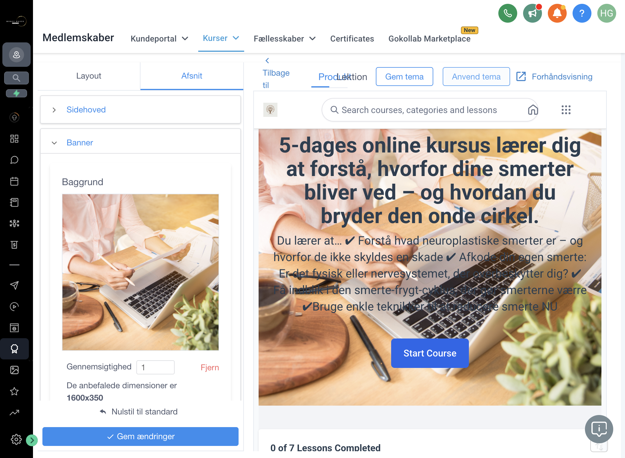 Klik på Anvend tema